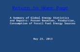 Return to Home Page Return to Home Page May 23, 2013 A Summary of Global Energy Statistics and Reports: Proven Reserves, Production, Consumption of Fossil.