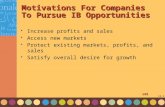 1-1 12-1 Motivations For Companies To Pursue IB Opportunities  Increase profits and sales  Access new markets  Protect existing markets, profits, and.
