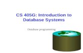 CS 405G: Introduction to Database Systems Database programming.