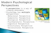 A perspective is a way of viewing phenomena  Psychology has multiple perspectives: ◦ Behavioral Perspective ◦ Humanistic Perspective ◦ Biological Perspective.