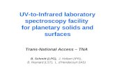 UV-to-Infrared laboratory spectroscopy facility for planetary solids and surfaces Trans-National Access – TNA B. Schmitt (LPG), J. Helbert (IPR), B. Reynard.