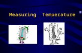 Measuring Temperature. Standard Temperatures Room Temperature: 22 o C Body Temperature: 37 o C Boiling Point of Water: 100 o C Freezing Point of Water: