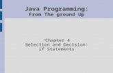 Java Programming: From The ground Up  Chapter 4 Selection and Decision: if Statements.