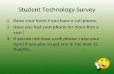 Student Technology Survey 1.Raise your hand if you have a cell phone. 2.Have you had your phone for more that a year? 3.If you do not have a cell phone,