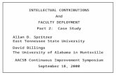 INTELLECTUAL CONTRIBUTIONS And FACULTY DEPLOYMENT Part 2: Case Study Allan D. Spritzer East Tennessee State University David Billings The University of.