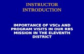 INSTRUCTOR INTRODUCTION IMPORTANCE OF VSCs AND PROGRAM VISITS IN OUR RBS MISSION IN THE ELEVENTH DISTRICT.