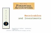 Receivables and Investments COPYRIGHT © 2011 South-Western/Cengage Learning 7/e PowerPoint Author: Catherine Lumbattis 7.