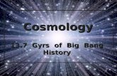 Cosmology 13.7 Gyrs of Big Bang History. Cosmology