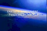 EARTH’S ATMOSPHERE: Properties of Air. The Earth’s Atmosphere: Properties of Air Earth is covered by a blanket of air called the atmosphere. The atmosphere.