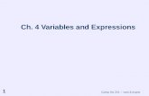 Comp Sci 251 -- vars & expns 1 Ch. 4 Variables and Expressions.