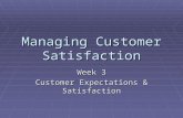 Managing Customer Satisfaction Week 3 Customer Expectations & Satisfaction.