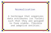 5-1 Normalization A technique that organizes data attributes (or fields) such that they are grouped to form stable, flexible and adaptive entities.