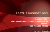 Firm Foundations Lesson 21: God Preserved Israel Enslaved in Egypt; God Called Moses Key verse: I Samuel 2:2I Samuel 2:2.