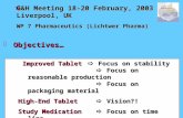 Improved Tablet  Focus on stability  Focus on reasonable production  Focus on packaging material High-End Tablet  Vision?! Study Medication  Focus.