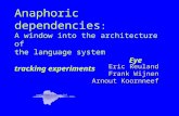 Anaphoric dependencies : A window into the architecture of the language system Eye tracking experiments Eric Reuland Frank Wijnen Arnout Koornneef.