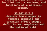 SS.912.E.2.9 Analyze how changes in federal spending and taxation affect budget deficits and surpluses and the national debt Standard 2 Understand the.