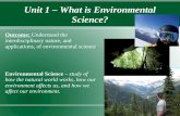Unit 1 – What is Environmental Science? Outcome: Understand the interdisciplinary nature, and applications, of environmental science. Environmental Science.