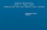 1 Kaplan University Unit 7 Town Hall Federalism and the Health Care System (slides from various sources)
