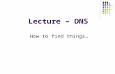 Lecture – DNS How to find things…. Domain Name System Associate human-friendly names with machine- friendly IP addresses Resolution of a given hostname.