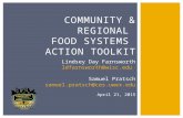 COMMUNITY & REGIONAL FOOD SYSTEMS ACTION TOOLKIT Lindsey Day Farnsworth ldfarnsworth@wisc.edu Samuel Pratsch samuel.pratsch@ces.uwex.edu April 21, 2015.