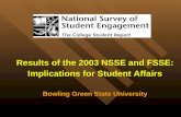 Results of the 2003 NSSE and FSSE: Implications for Student Affairs Bowling Green State University.