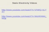 Static Electricity Videos http://www.youtube.com/watch?v=VhWQ- r1LYXY http://www.youtube.com/watch?v=WohRAM4_ NQg.