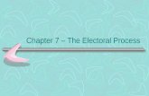 Chapter 7 – The Electoral Process. Election Process In the United States, the election process occurs in two steps: 1. Nomination, in which the field.