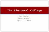 Ms. Hurley Government April 8, 2009 The Electoral College.