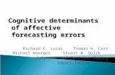 Cognitive determinants of affective forecasting errors Richard E. Lucas Thomas H. Carr Michael Hoerger Stuart W. Quirk Judgement and Decision Making