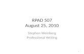 RPAD 507 August 25, 2010 Stephen Weinberg Professional Writing 1.