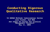 VA HSR&D Methods Cyberseminar Series Jane Forman, ScD MHS Ann Arbor VA Center for Clinical Management Research May 11, 2009.