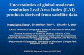 Uncertainties of global moderate resolution Leaf Area Index (LAI) products derived from satellite data Hongliang Fang a, Shanshan Wei a,b, Shunlin Liang.