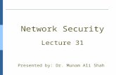 Network Security Lecture 31 Presented by: Dr. Munam Ali Shah.