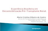 Experiência Brasileira em Dessensibilizacão Pré-Transplante Renal. Maria Cristina Ribeiro de Castro Serviço de Transplante Renal e Laboratório de Imunologia.