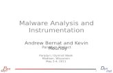 1 Malware Analysis and Instrumentation Andrew Bernat and Kevin Roundy Paradyn Project Paradyn / Dyninst Week Madison, Wisconsin May 2-4, 2011.