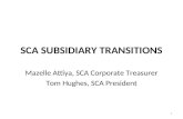 SCA SUBSIDIARY TRANSITIONS Mazelle Attiya, SCA Corporate Treasurer Tom Hughes, SCA President 1.