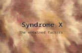The entwined factors Syndrome X. hypertension diabetes heart disease “trunkal” obesity cancers of all types Gene that lends predisposition to Syndrome.