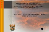 MERCHANT SHIPPING AMENDMENT BILL, 2015 (“the Bill”) PRESENTATION TO THE SELECT COMMITTEE ON BUSINESS AND ECONOMIC DEVELOPMENT (NATIONAL COUNCIL OF PROVINCES)