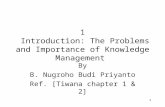 1 1 Introduction: The Problems and Importance of Knowledge Management By B. Nugroho Budi Priyanto Ref. [Tiwana chapter 1 & 2]