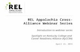 REL Appalachia Cross-Alliance Webinar Series Introduction to webinar series Spotlight on Kentucky College and Career Readiness Alliance (KyCCRA) April.