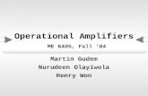 Operational Amplifiers ME 6405, Fall ‘04 Martin Gudem Nurudeen Olayiwola Henry Won.