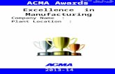 2013-14 ACMA Awards Company Name : Plant Location : Excellence in Manufacturing PM_44_F09 Rev. No. : 00, Specimen Format*