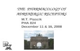 THE PHARMACOLOGY OF ADRENERGIC RECEPTORS M.T. Piascik PHA 824 December 11 & 16, 2008.