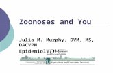 Zoonoses and You Julia M. Murphy, DVM, MS, DACVPM Epidemiologist.
