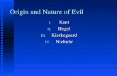 Origin and Nature of Evil I. Kant II. Hegel III. Kierkegaard IV. Niebuhr.
