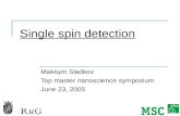 Single spin detection Maksym Sladkov Top master nanoscience symposium June 23, 2005.