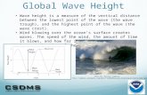 Global Wave Height Wave height is a measure of the vertical distance between the lowest point of the wave (the wave trough), and the highest point of the.