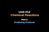 Unit #12 Chemical Reactions Part 2 Predicting Products.