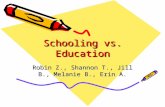 Schooling vs. Education Robin Z., Shannon T., Jill B., Melanie B., Erin A.