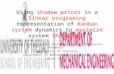 Using shadow prices in a linear programing representation of Kanban system dynamics to maximize system throughput George Liberopoulos  Kostas Takoumis.